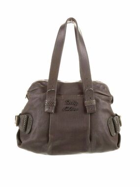 See by Chloé Gray Brown Leather Shoulder Bag Snakeskin Trim